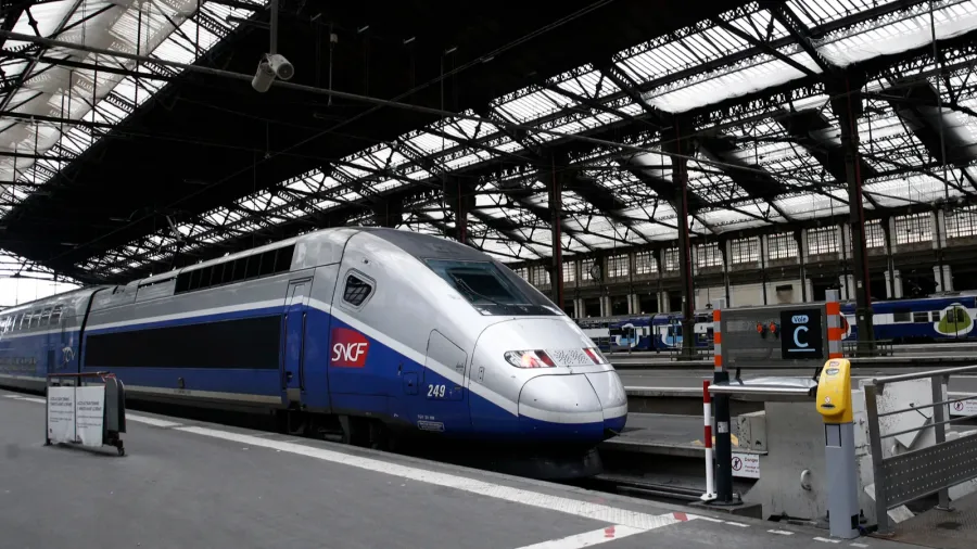 parisfrance mar 222018 french tgv trains sit in platform at