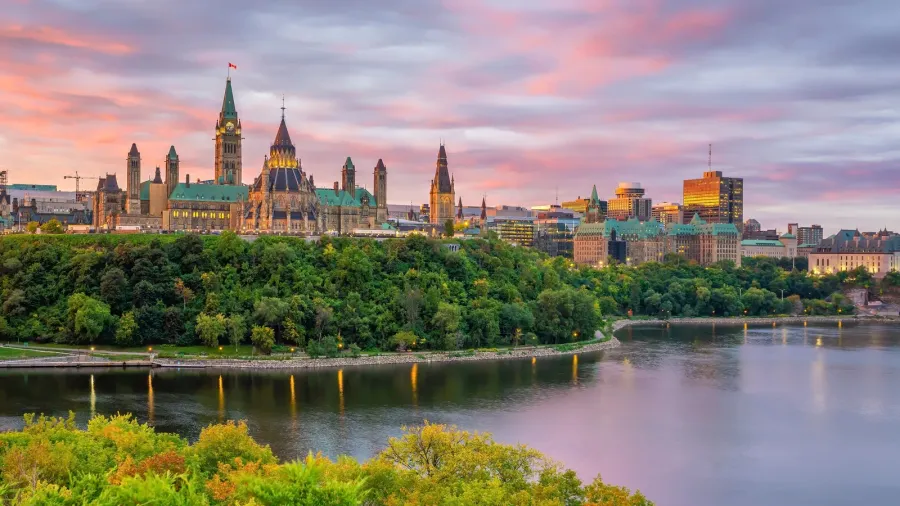 parliament hill in ottawa ontario canada at sunset