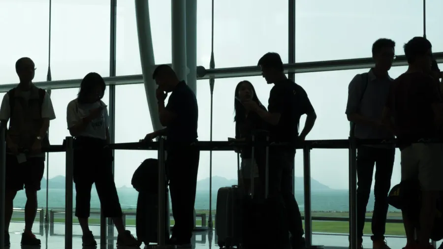 passenger in airport selective focus