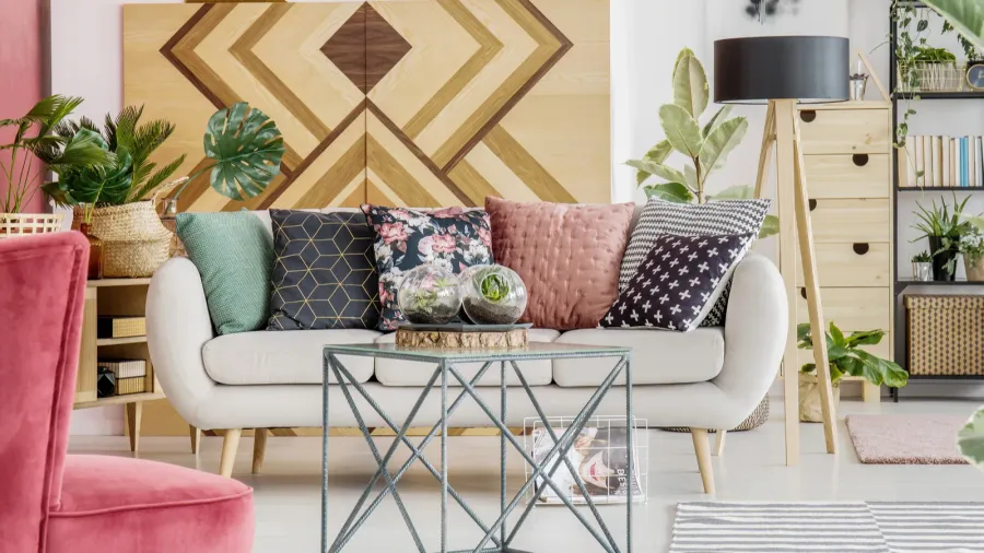 patterned cozy living room interior
