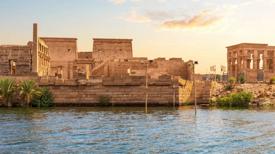 philae island and trajans kiosk in the nile aswan egypt