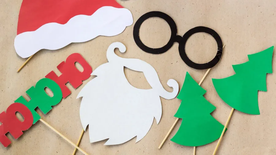 photo booth colorful props for christmas party  mustache santa