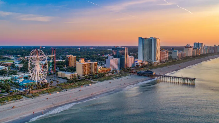 pier in myrtle beach south carolina sc drone aerial