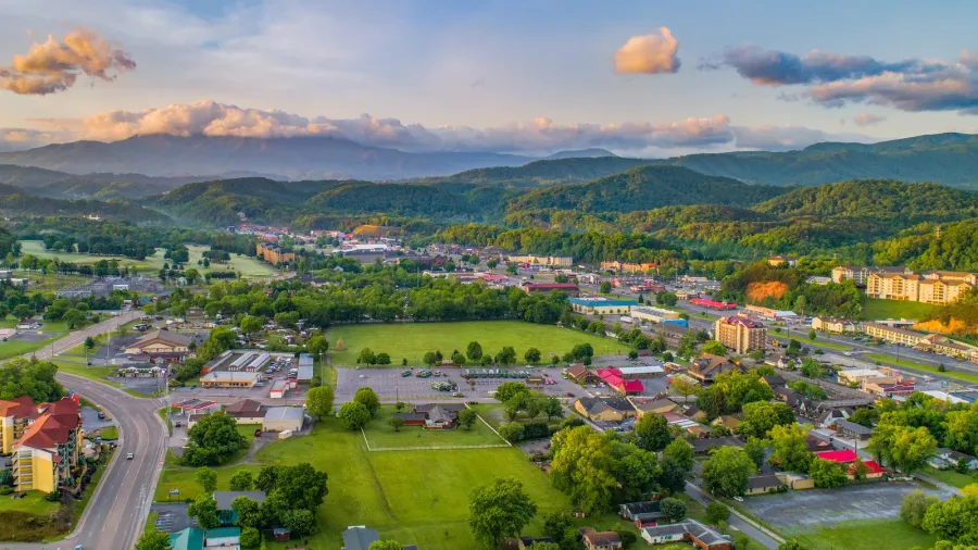 pigeon forge and sevierville tennessee drone aerial