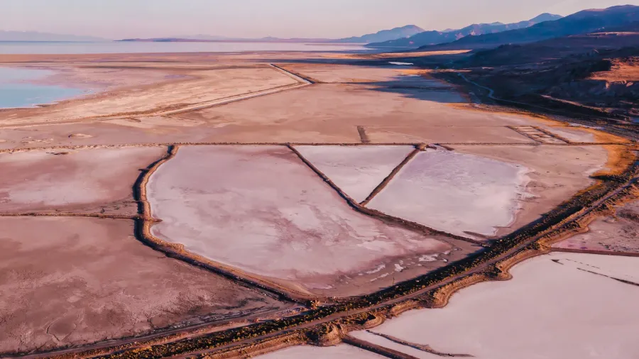 pink salt lake utah aerial