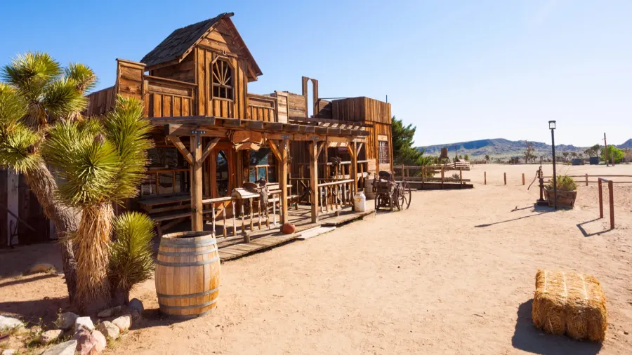 pioneer town street and decorations