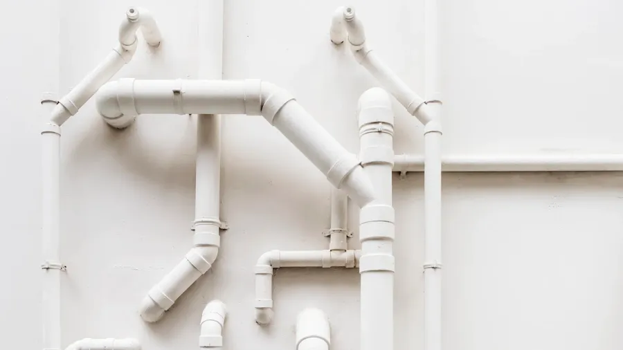 pipeline plumbing system on white wall