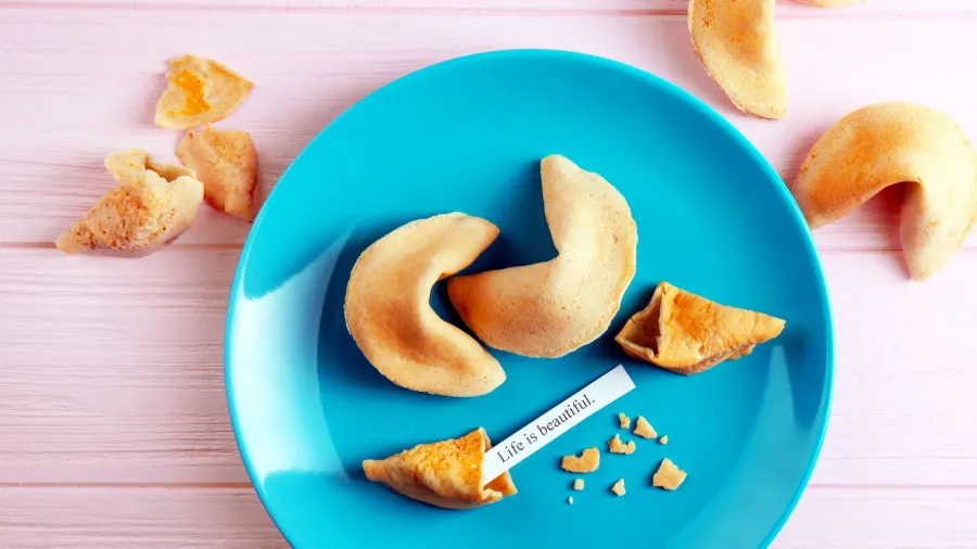 plate with fortune cookies