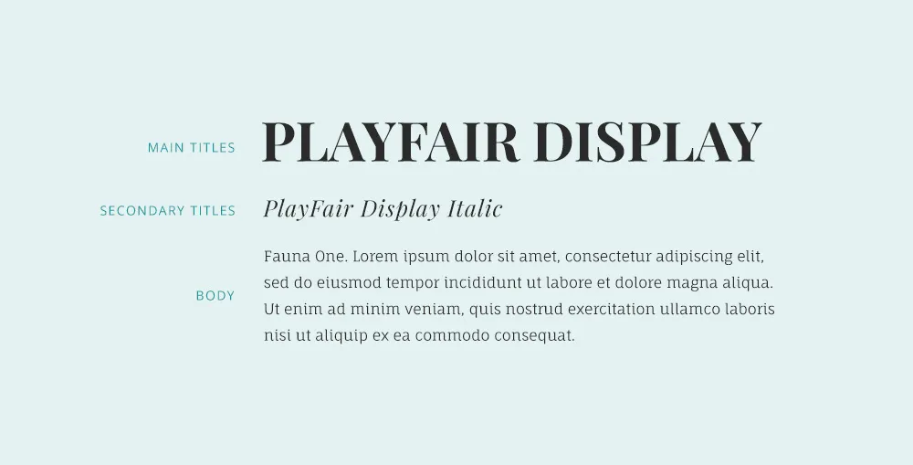playfair display font and fauna one font combination.
