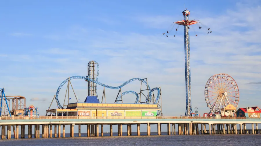 pleasure pier amusement park and beach on the gulf of