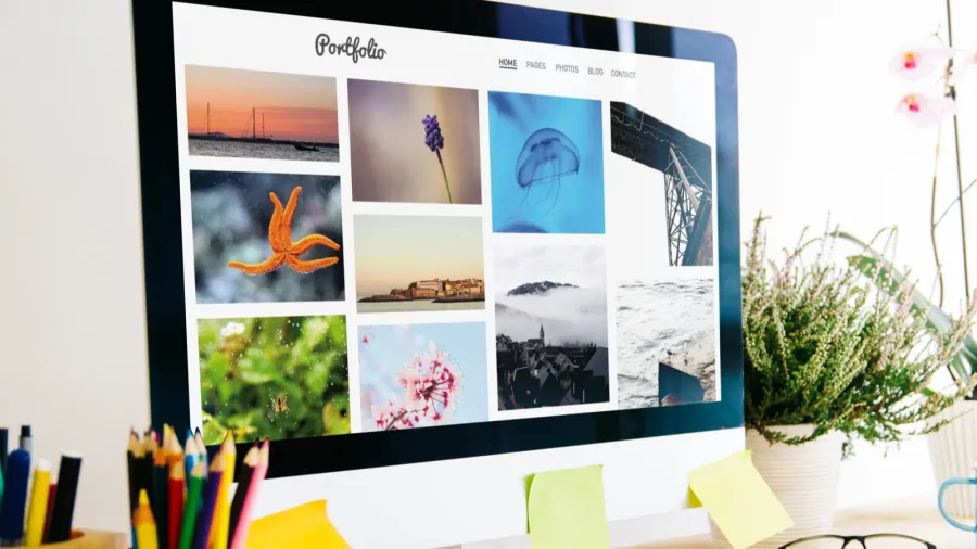 portfolio website on desktop computer screen graphic design studio