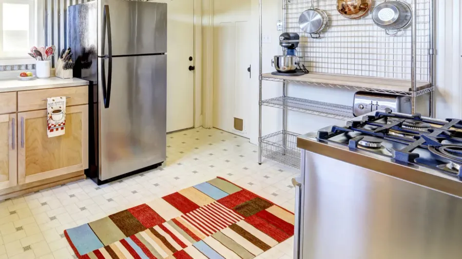 practical design of kichen room with steel racks