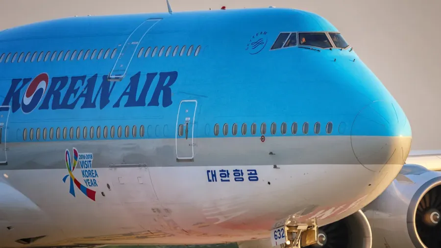 prague czech republic  august 22 boeing 7478i of korean