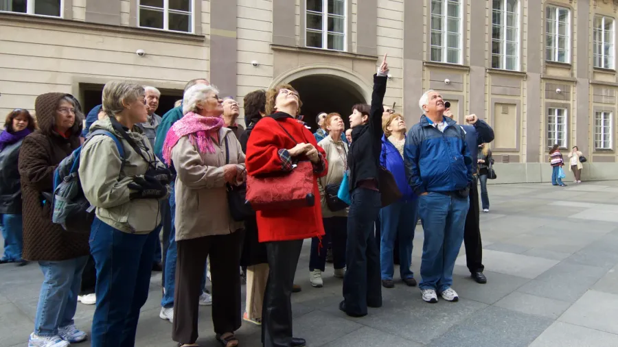 prague czech republic  october 12 2008 tourists visiting prague