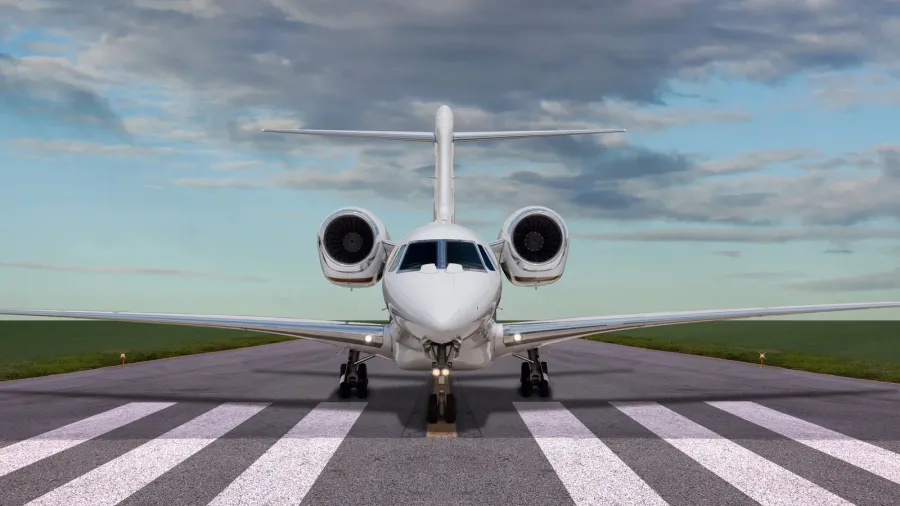 private jet on the runway ready for take off