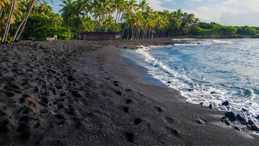 punaluu black sand beach big island hawaii