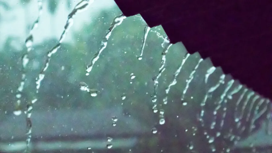 rain water falling by the gi sheet tin of the