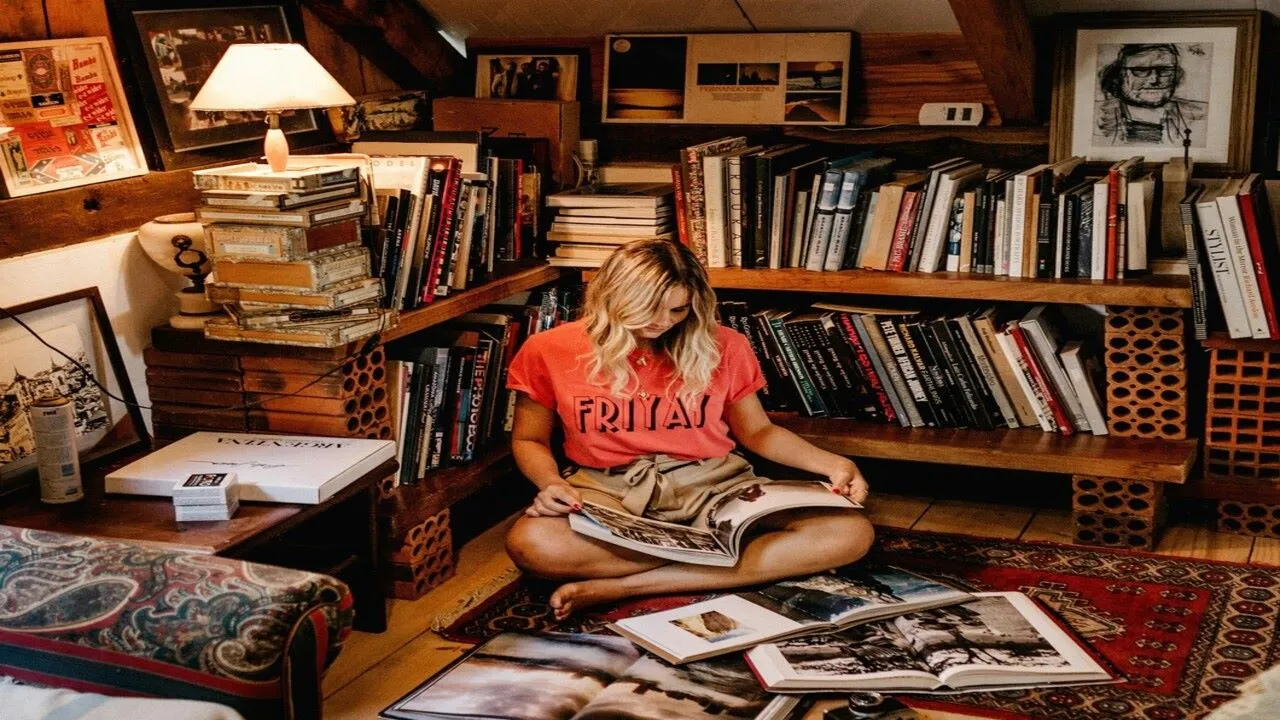 Arrange your reading material for a tidy and appealing reading nook.