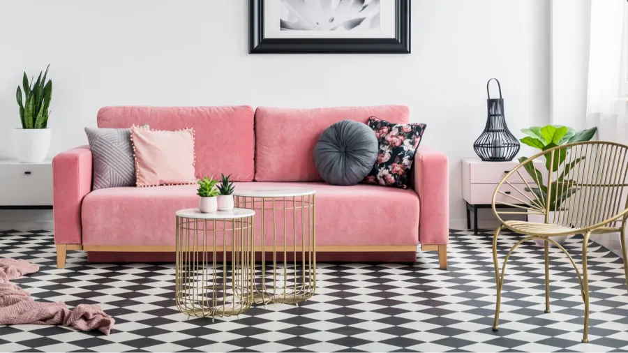 real photo of a glamor living room interior with a