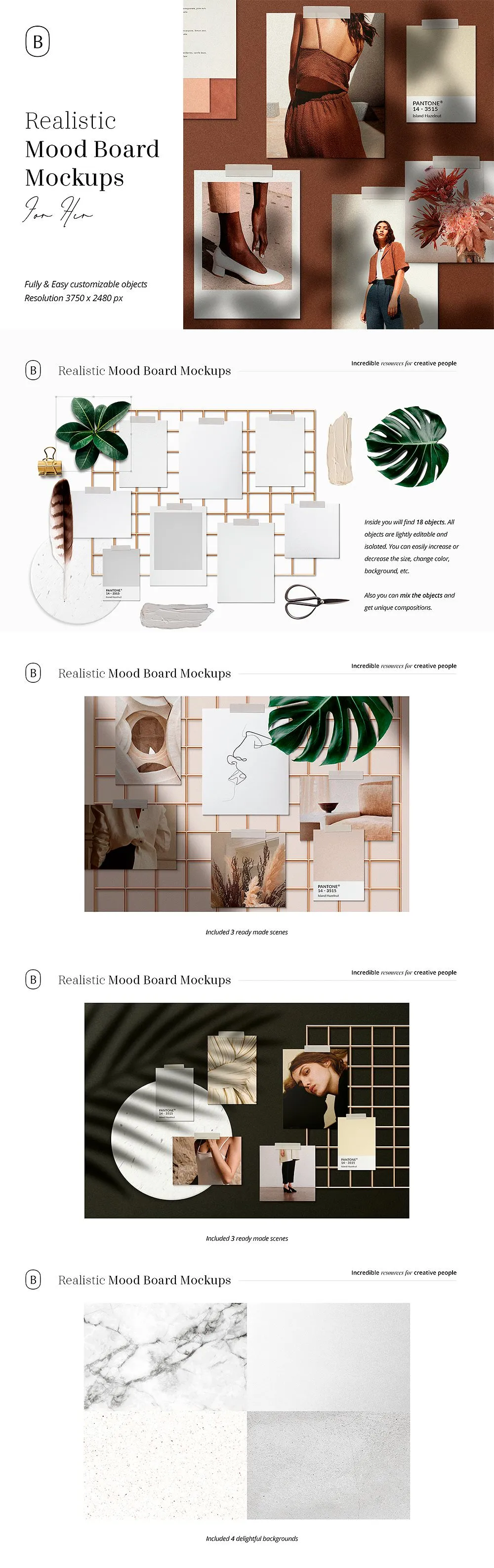 Realistic mood board mockup presentation.