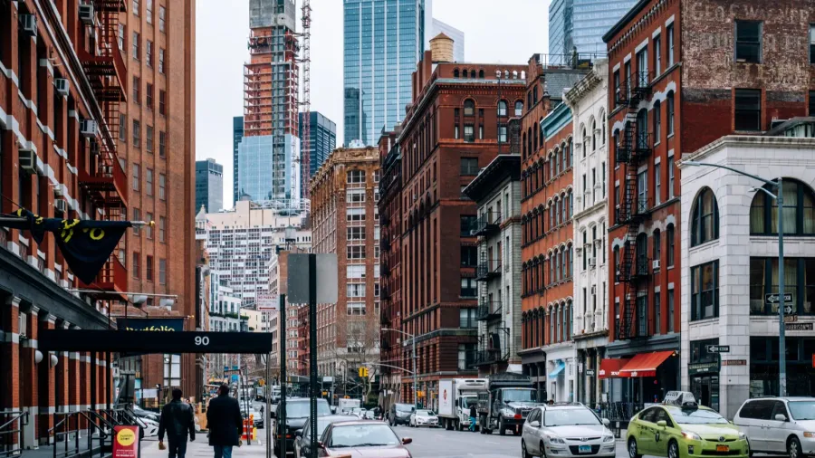 representative red brick architectural of tribeca district in l