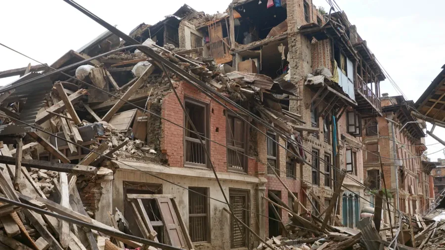 residential building collapsed earthquake kathmandu nepal asia