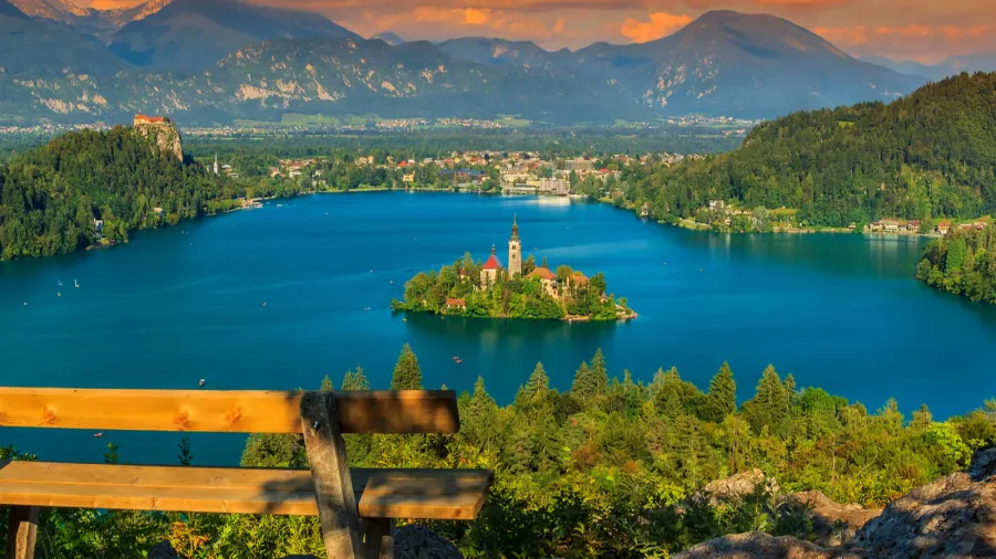 resting place and bled lake panoramasloveniaeurope