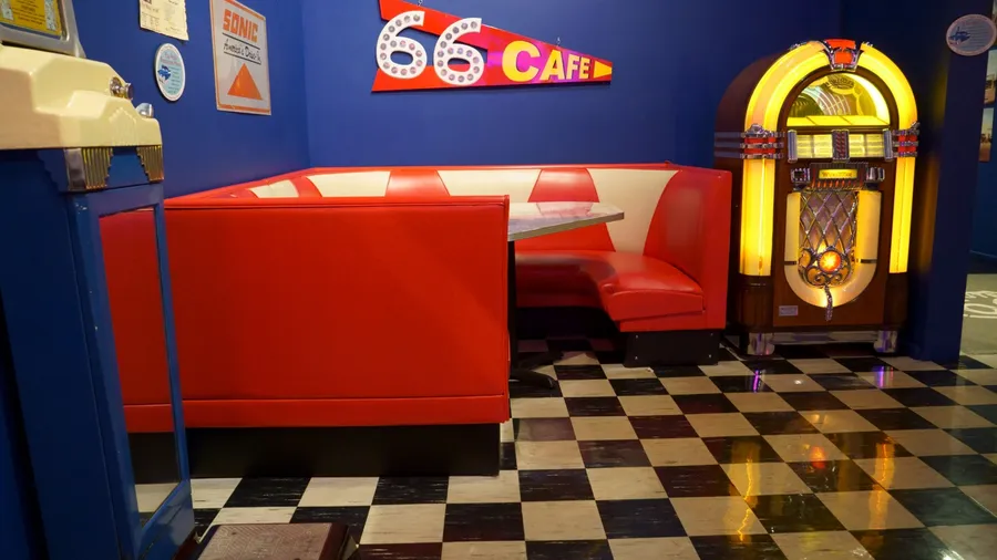 Retro diner with checkered floor