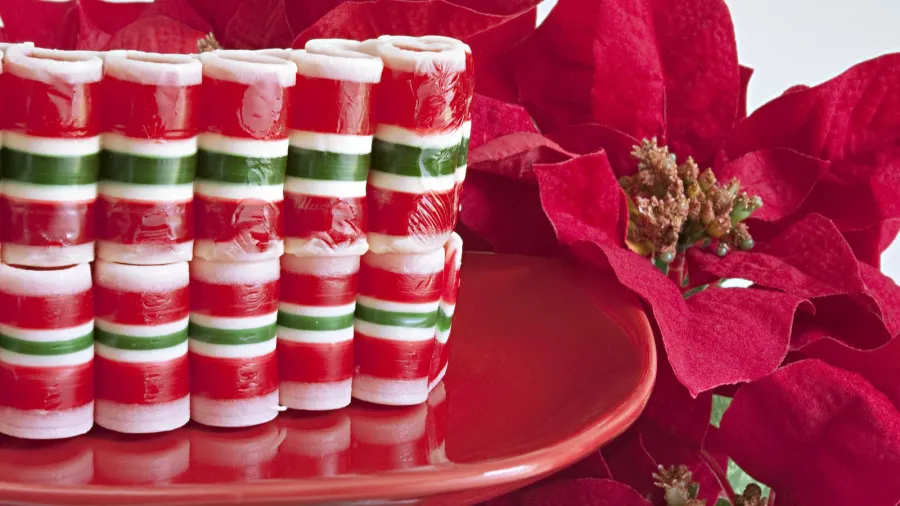 ribbon christmas candy on white