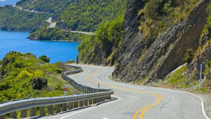 road along the lake