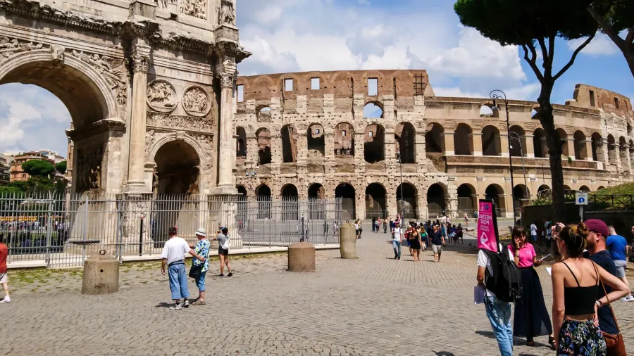 rome italy  august 18 2019 arch of constantine and