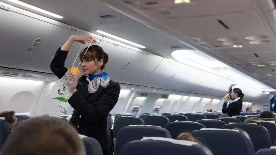 safety briefing on board an aircraft