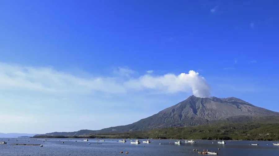 sakurajima in kagoshima japan view from osumi peninsula