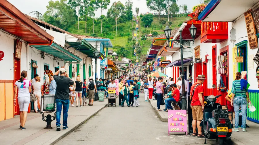 salento colombia  april 2019 view of streets in salento