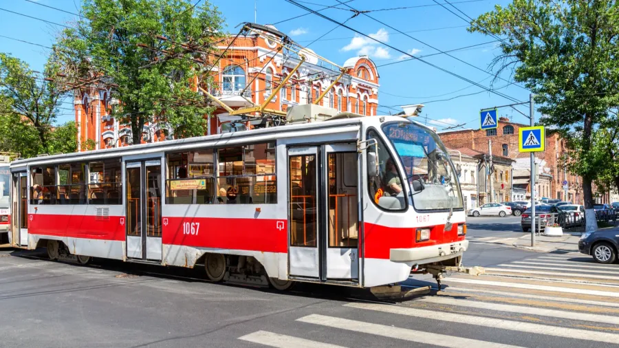 samara russia  june 12 2019 russian public transport tram
