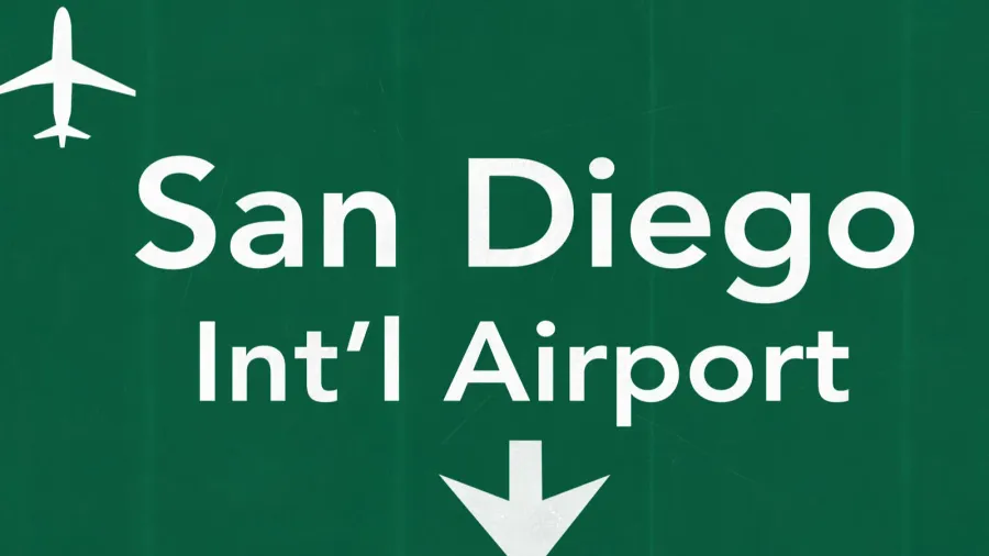 san diego usa international airport highway road sign