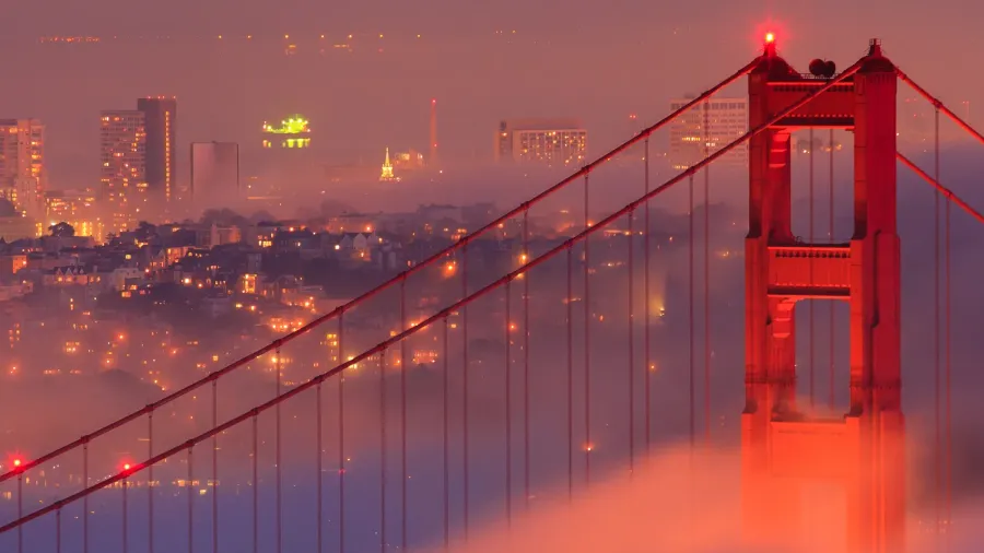 san francisco golden gate bridge in fog