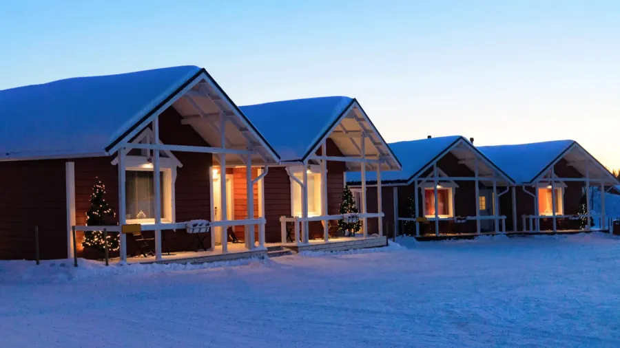 santa claus holiday village houses building in lapland
