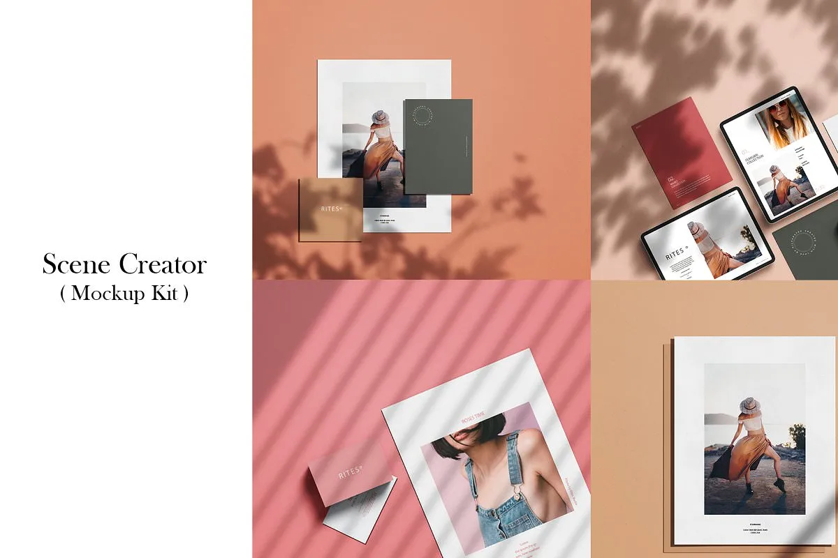Scene Creator mockup with pre-made layouts.