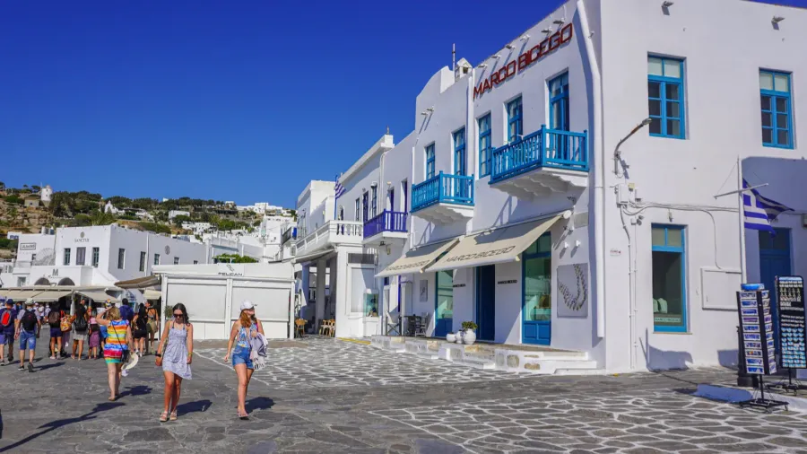scenic and landscape view of mykonos in greece