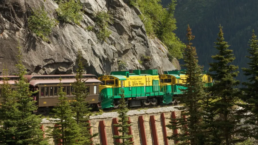 scenic railroad on white pass and yukon route in skagway