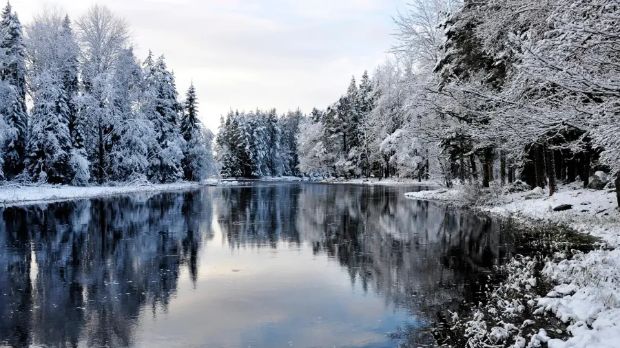 scenic river in winter