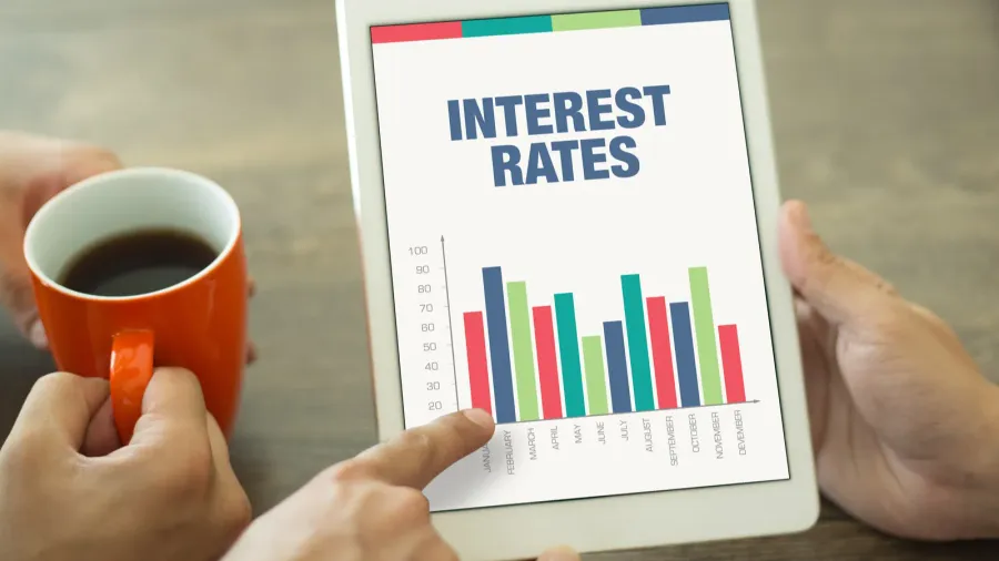 screen with interest rates title
