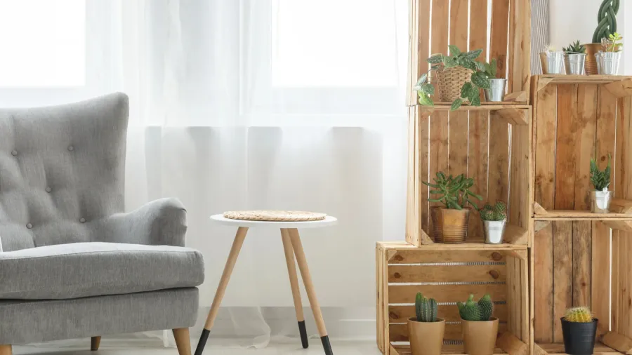 shelf made of wooden boxes