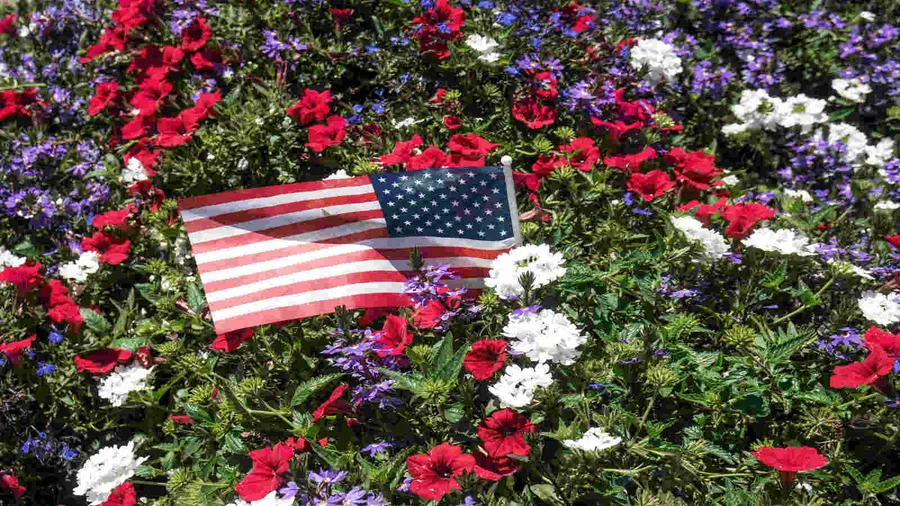 Flag on flowers