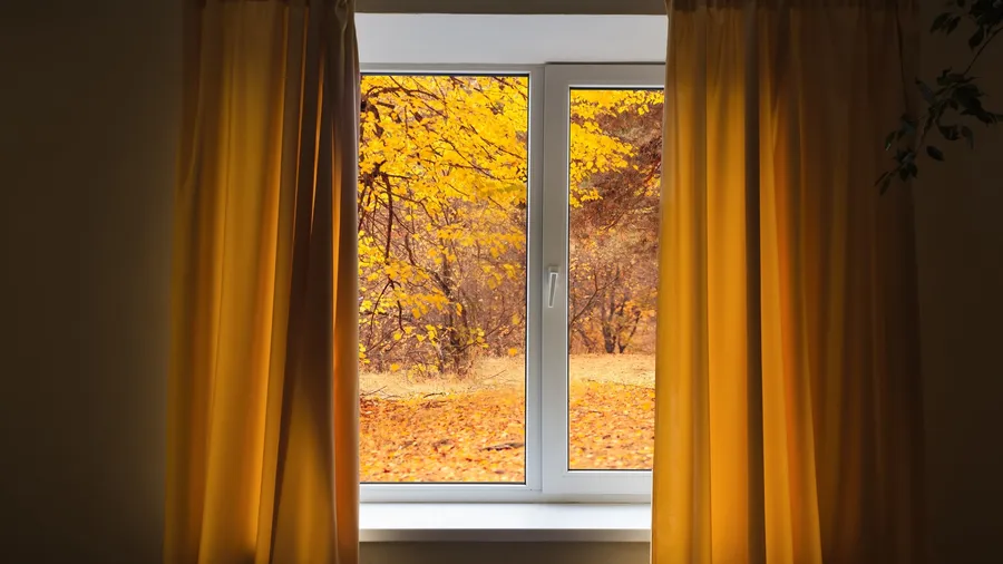 Curtains on an autumn day