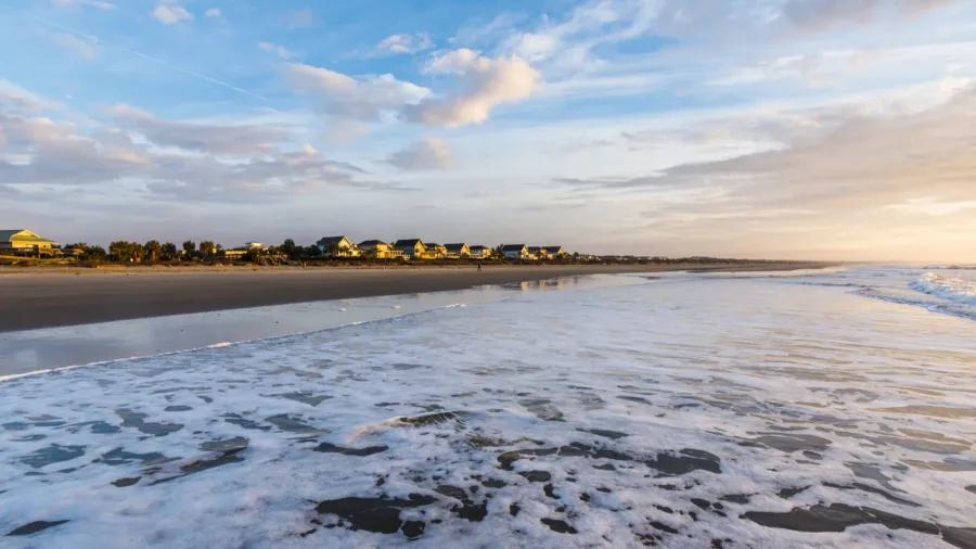 skyline of beach homes at ise of palms beach in