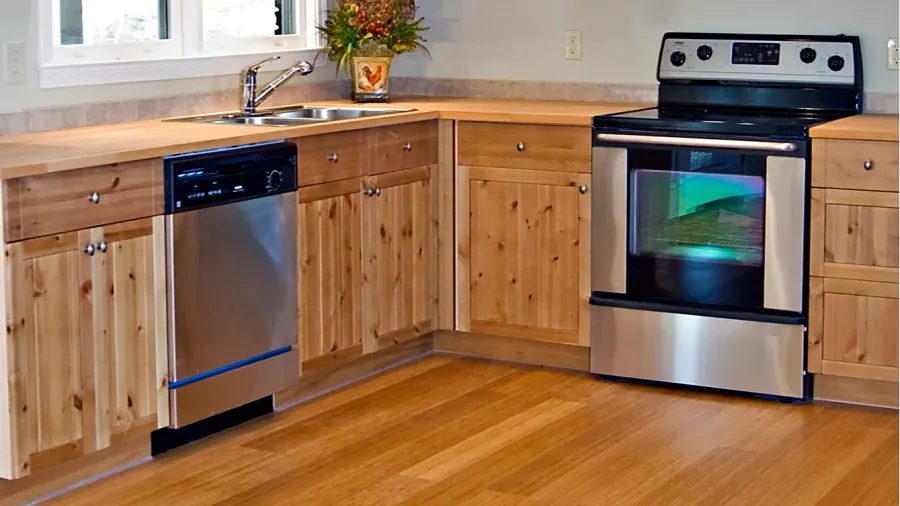 small kitchen bamboo and pine