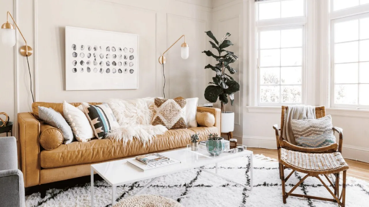 smooth leather, chunky knits, woven rattan