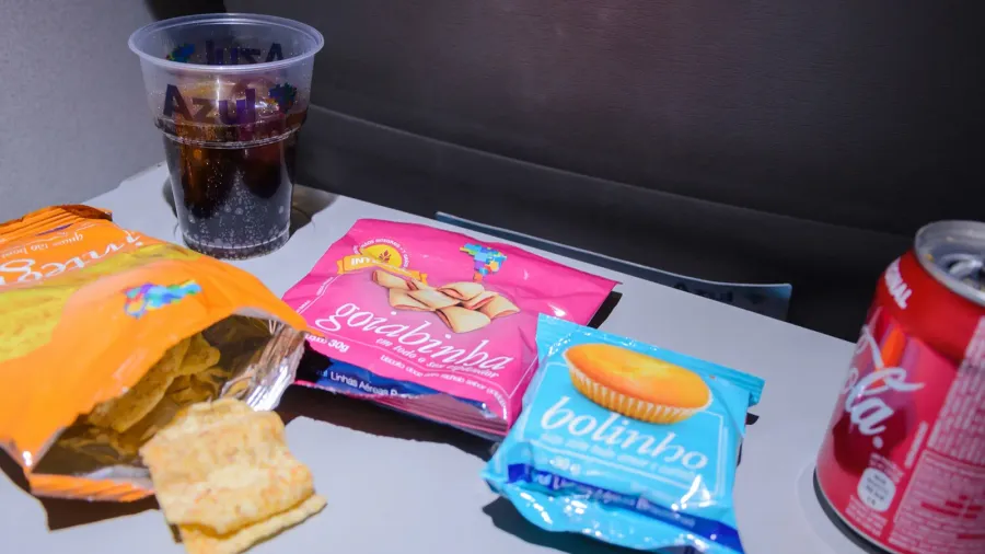 snack time on the azul airlines plane with some snacks